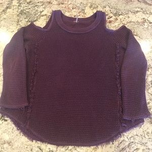 Free people purple cold shoulder sweater.